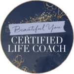 Badge says "beautiful you certified life coach"